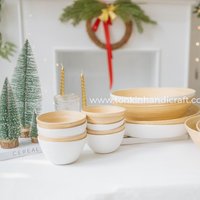 Set Mit 12 Bambusschalen Und Tabletts, Bambusgeschirrgeschenk, Bambusgeschirrsets, Einweihungsgeschenk, Umweltfreundliches Geschirrset von Tonkinhandicraft