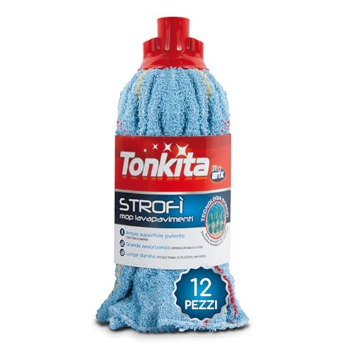 TONKITA | 12 Strofì Mop aus Baumwolle, Wischmopp Ersatz 28 cm, geeignet für alle Arten von Böden, super saugfähiger Mop aus Baumwolle - Packung mit 12 Stück TONKITA | 12 Strofì Mop aus Baumwolle, Wischmopp Ersatz 28 cm, geeignet für alle Arten von Böden, super saugfähiger Mop aus Baumwolle - Packung mit 12 Stück von Tonkita