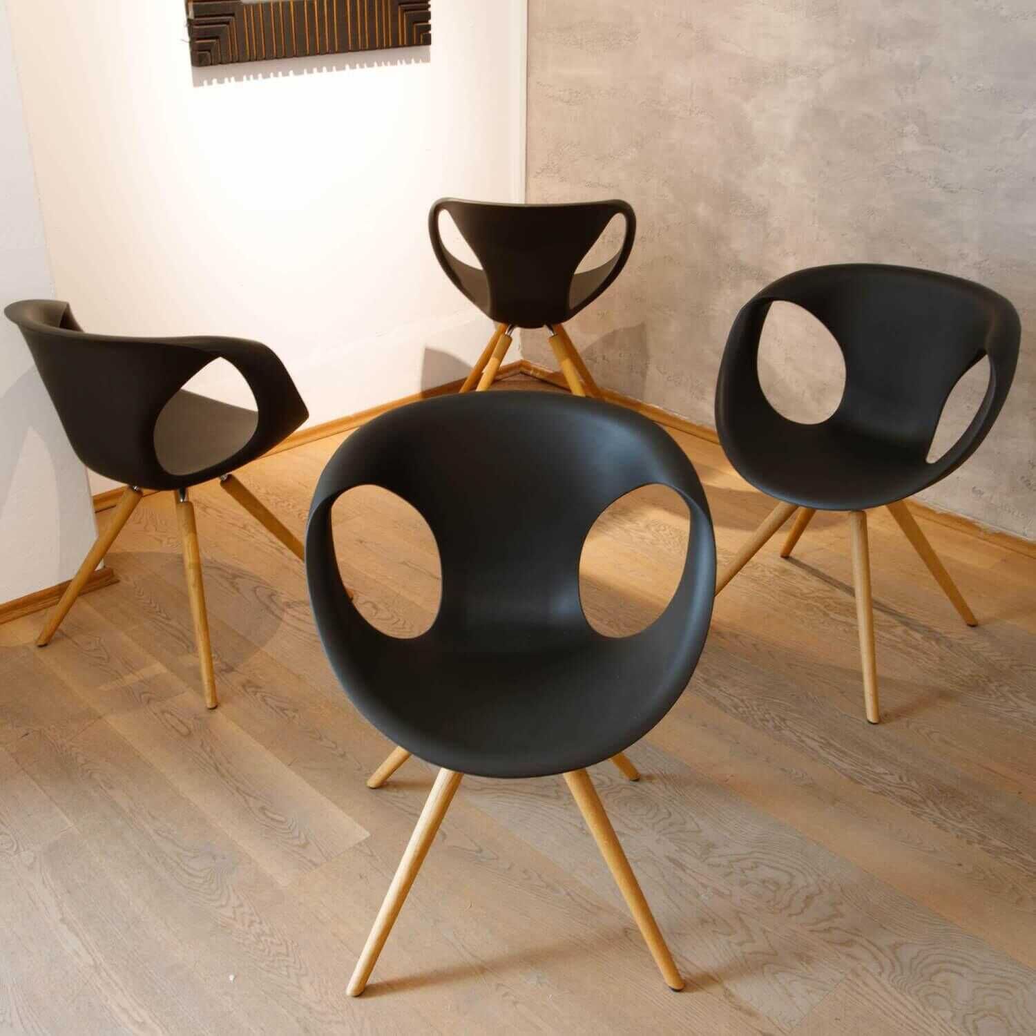 4er-Set Stühle Up  Chair Schale Soft Touch X15 Gestell Massiv Geölt von Tonon