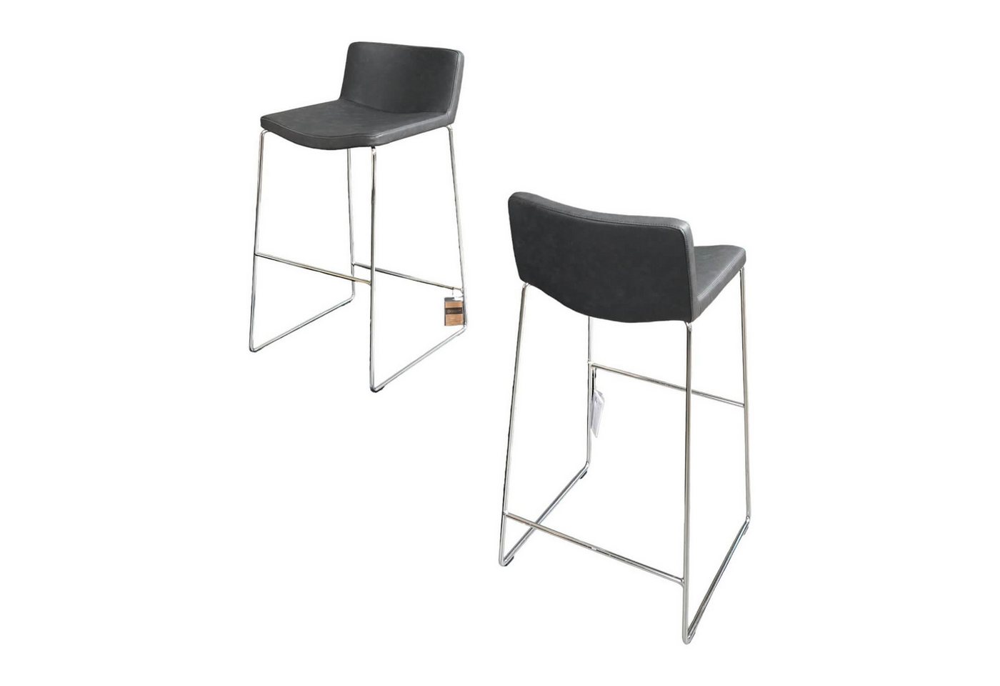 Tonon Barhocker 2er-Set Barhocker Wave Bezug Eco-Leder Schwarz Gestell Verchromt von Tonon