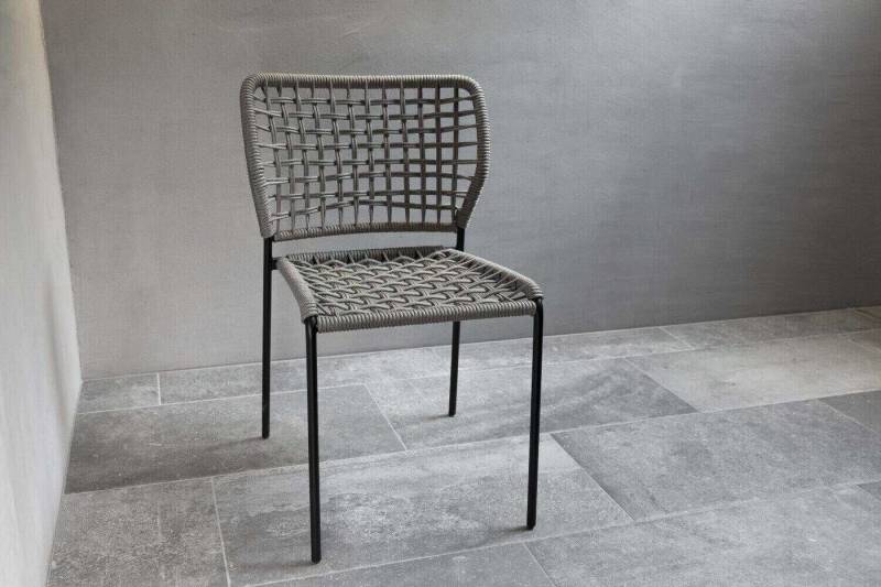 Tonon Essgruppe 2er-Set Stuhl Corda Chair Handgeflochtene Sitzfläche Stoff von Tonon