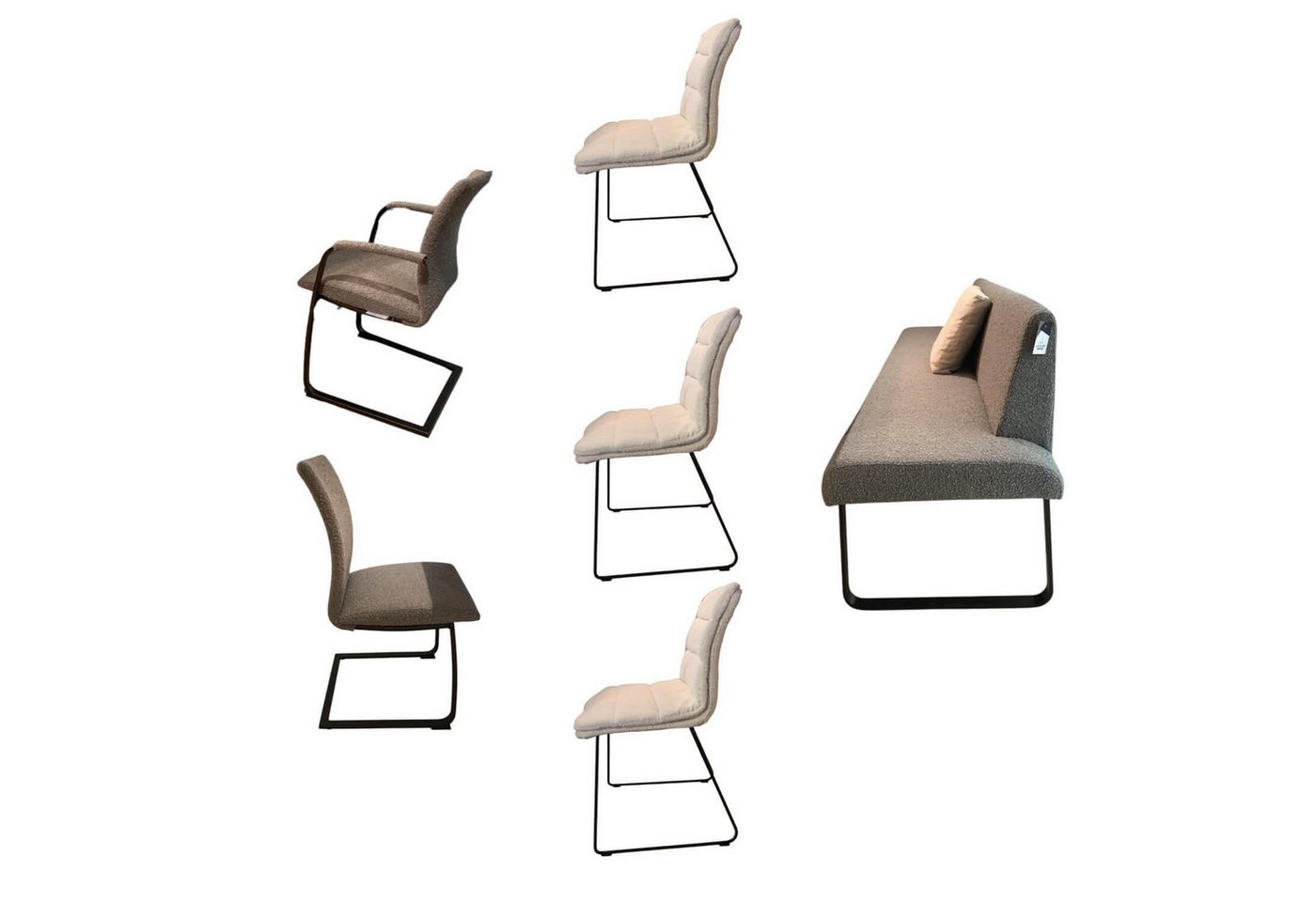 Tonon Essgruppe 5er-Set Stühle Und Bank Swing Light Stoff Privileg 3 Und 4 Grau Tonon Essgruppe 5er-Set Stühle Und Bank Swing Light Stoff Privileg 3 Und 4 Grau von Tonon
