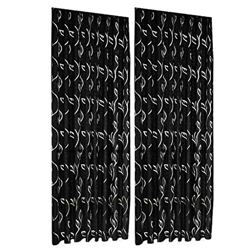 Tonsee Accessoire Schiebegardine Halbtransparent Tupel drapieren Tür Panel Fenster PCs Vines 2 Vorhang Blätter Schiere Schal Schiebevorhang Kurz Mit Schlaufen (Black, One Size) von Tonsee Accessoire