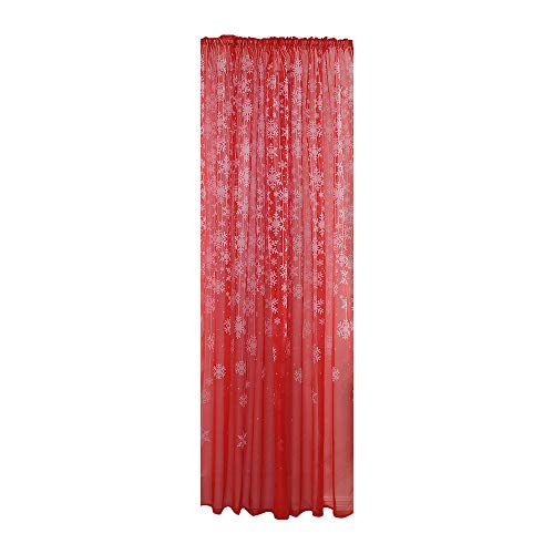 Tonsee Accessoire Vorhang Für Schmale Fenster Tüll Weihnachtsvorhang Voile 1PCS Fensterbehandlung Drapieren Schneeflocke Wohnkultur Outdoor Vorhang Mit Ösen (Red, One Size) von Tonsee Accessoire