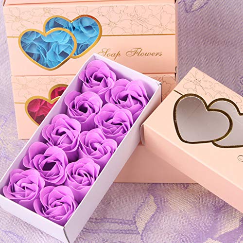 Tonsee 10 Stücke Rosen-Duftseifen in Geschenk-Box Einfarbig Rosenduft Steigung-Bunt Blumen Farben-Badeseife Rose Blumen Home Decor Bestes Geburtstags (Lila) von Tonsee Haushalt & Wohnen