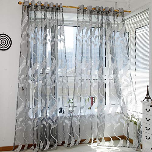 Tonsee Transparent Voile Gardinen Mode Blumen Gedruckt Durchsichtig Vorhänge mit Ösen für Wohnzimmer Schals Schlafzimmer Kinderzimmer Dekoschals für Große Fenster 1PCS,200cm x 100cm (F) von Tonsee Haushalt & Wohnen