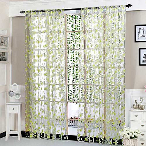 Tonsee Transparent Voile Gardinen Mode Blumen Gedruckt Durchsichtig Vorhänge mit Ösen für Wohnzimmer Schals Schlafzimmer Kinderzimmer Dekoschals für Große Fenster 1PCS,200cm x 100cm (T) von Tonsee Haushalt & Wohnen