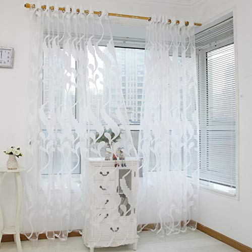 Tonsee Transparent Voile Gardinen Mode Blumen Gedruckt Durchsichtig Vorhänge mit Ösen für Wohnzimmer Schals Schlafzimmer Vorhänge Kinderzimmer Dekoschals 1 PCS,200cm x 100cm (Style-A) von Tonsee Haushalt & Wohnen