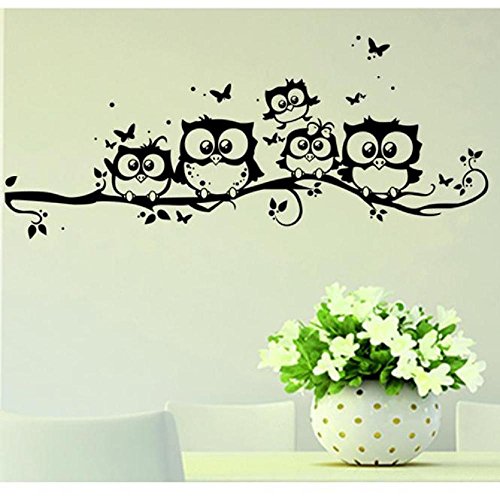 Wandaufkleber Wandtattoos Tonsee Niedlich Cartoon Eule Schmetterling Wandaufkleber Fashion Kunst DIY Home Dekor Wandtattoo Hochwertig Wohnzimmer Abziehbild Dekoartikel Aufkleber Floor Wall (Schwarz) von Tonsee Haushalt & Wohnen