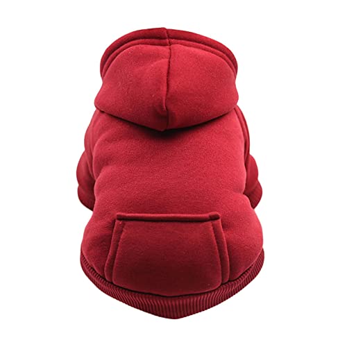 Tonsee Haustier Hundepullover, Hoodie Hunde Pullis Welpen Jacke Hunde Klamotten Warmer Wintermantel Haustier Kleidung Fleece Sweater (Rot, M) von Tonsee Haustier