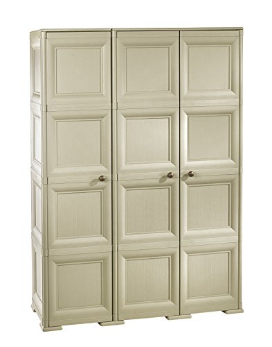 Tontarelli Omnimodus Schrank 3 Türen 4 Module mit offenen Fach, Kunststoff, Angora, 118 x 47 x 164 cm von Tontarelli