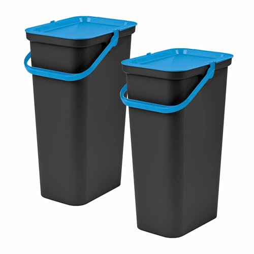 Tontarelli 2er-Set Mülleimer 'MODA' 25 l mit blauem und schwarzem Griff Tontarelli 2er-Set Mülleimer 'MODA' 25 l mit blauem und schwarzem Griff von Tontarelli
