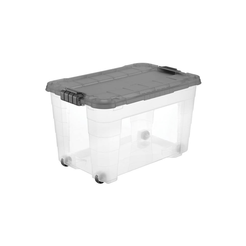 Tontarelli Aufbewahrungsbox mit Rollen inkl. Deckel 60 L transparent Tontarelli Aufbewahrungsbox mit Rollen inkl. Deckel 60 L transparent von Tontarelli