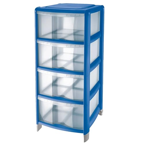 Tontarelli BAMBU' Kommode mit 4 Schubladen Delfin aus Kunststoff (39,5 x 38,5 x 86 cm, OCEAN transparent) von Tontarelli