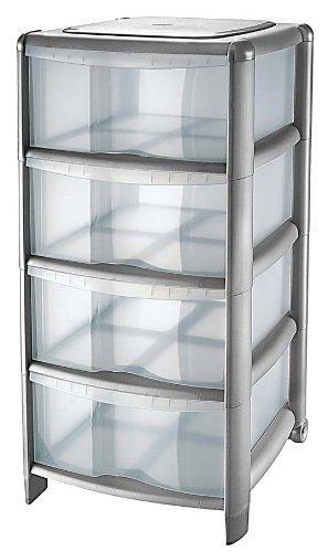 Tontarelli KOMMODE AUS Bambus, 4 GRAUE SCHUBLADEN cm.36X34h.80, Grey, one Size von Tontarelli