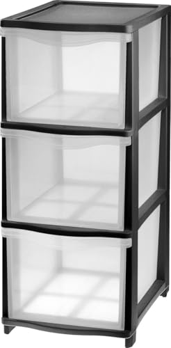 Tontarelli Schubladenturm Cover Line mit Rollen 3 x 13,5 L schwarz Schubladenbox von Tontarelli