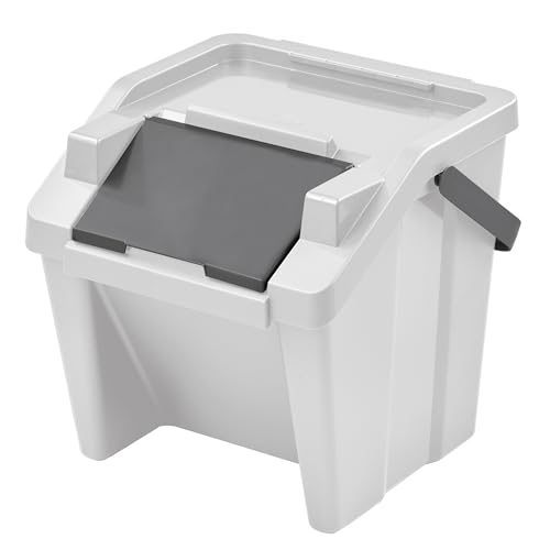 Tontarelli - Stapelbarer Mülleimer MODA 30L mit weißem Griff von Tontarelli