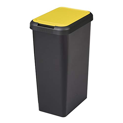 Tontarelli Touch&lift Abfalleimer 45 Liter Einheit schwarz mit gelbem Deckel von Tontarelli