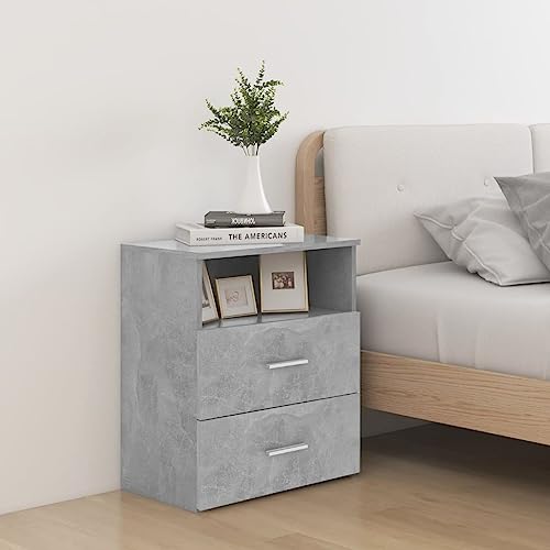 2er-Set Nachttische Betongrau, 50x32x60cm Holzwerkstoff Nachtschrank mit 2 Schubladen, Modernes Schlafzimmer Möbelstück für zusätzlichen Stauraum 2er-Set Nachttische Betongrau, 50x32x60cm Holzwerkstoff Nachtschrank mit 2 Schubladen, Modernes Schlafzimmer Möbelstück für zusätzlichen Stauraum von Tonture