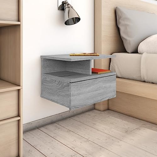 Nachttisch 2er-Set Hängend, Sonoma Grau, 40x31x27 cm, Robuster Holzwerkstoff, Wandmontage für Schlafzimmer und kleine Räume, Platzsparend Nachttisch 2er-Set Hängend, Sonoma Grau, 40x31x27 cm, Robuster Holzwerkstoff, Wandmontage für Schlafzimmer und kleine Räume, Platzsparend von Tonture