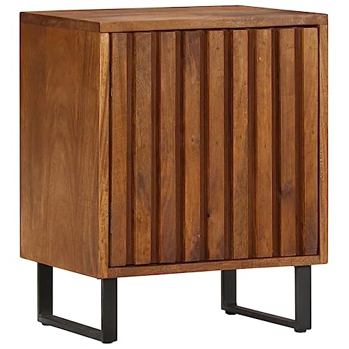 Nachttisch 40x30x50 cm Massivholz Mango, Vintage Design Honigbraun, Beistelltisch mit Tür, Schlafzimmer Möbel Set, Stabile Eisenbeine von Tonture
