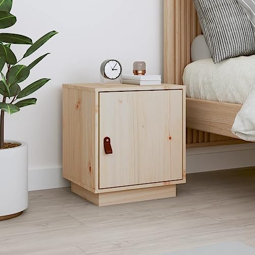Nachttisch 40x34x45 cm, Massivholz Kiefer unbehandelt, eleganter Nachtschrank mit Tür, robust für Schlafzimmer, Wohnraum, vielseitige Aufbewahrung von Tonture