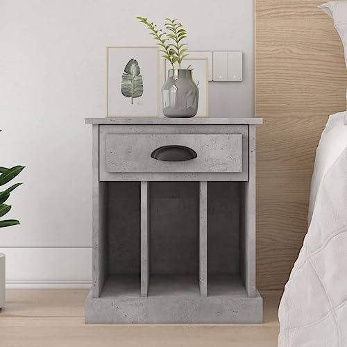 Nachttisch Betongrau 43x36x50 cm, Holzwerkstoff Schlafzimmer Beistelltisch mit Schublade, Stauraum für Deko, Stabiler Stand für Zuhause von Tonture