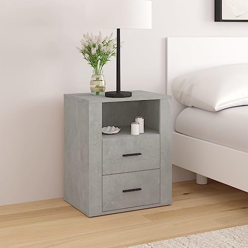 Nachttisch Betongrau 50x36x60 cm, moderner Holzwerkstoff Beistelltisch mit 2 Schubladen, vielseitige Aufbewahrung für Schlafzimmer & Wohnzimmer Nachttisch Betongrau 50x36x60 cm, moderner Holzwerkstoff Beistelltisch mit 2 Schubladen, vielseitige Aufbewahrung für Schlafzimmer & Wohnzimmer von Tonture