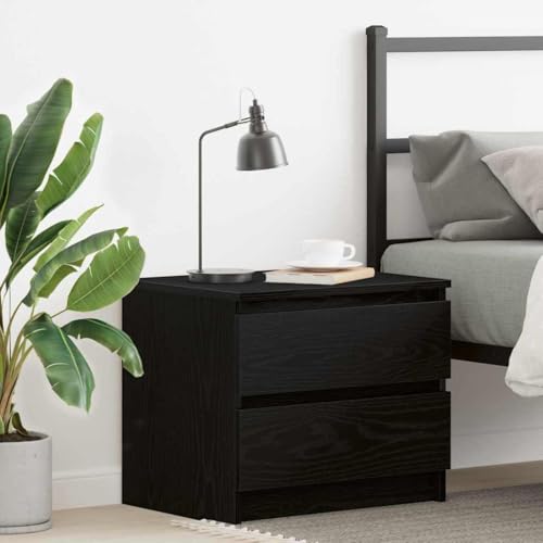 Nachttisch Schwarze Eiche mit Stauraum, 50x40x43,5 cm, Modernes Design, Langlebiger Holzwerkstoff, Idealer Beistelltisch für Schlafzimmer und Wohnzimmer, Einfache Montage von Tonture