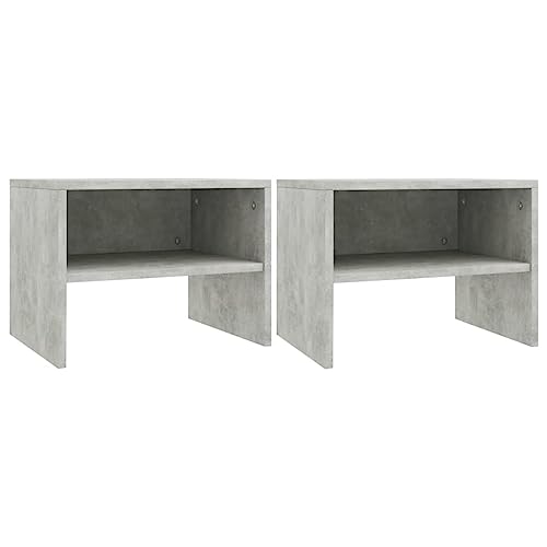 Nachttische, 2er-Set, Betongrau, 40x30x30 cm, Holzwerkstoff, Beistelltisch für Schlafzimmer und Wohnzimmer, Stauraum Nachttische, 2er-Set, Betongrau, 40x30x30 cm, Holzwerkstoff, Beistelltisch für Schlafzimmer und Wohnzimmer, Stauraum von Tonture