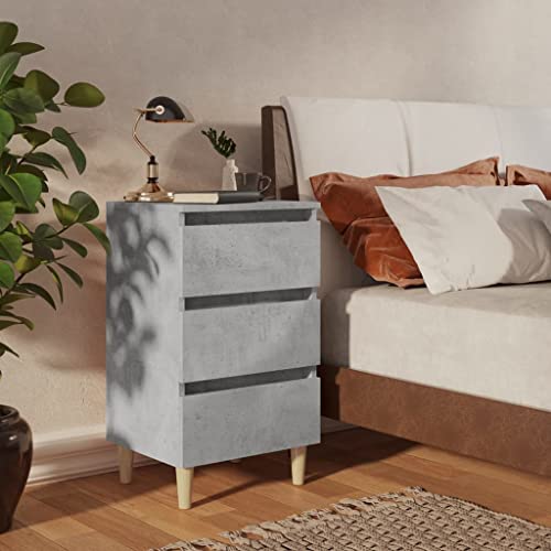 Nachttische, 2er-Set, Betongrau, 40x35x69 cm, skandinavisches Design, Massivholz-Beine, Kommode mit 3 Schubladen, Robustes Schlafzimmer-Möbel für organisierten Stauraum Nachttische, 2er-Set, Betongrau, 40x35x69 cm, skandinavisches Design, Massivholz-Beine, Kommode mit 3 Schubladen, Robustes Schlafzimmer-Möbel für organisierten Stauraum von Tonture