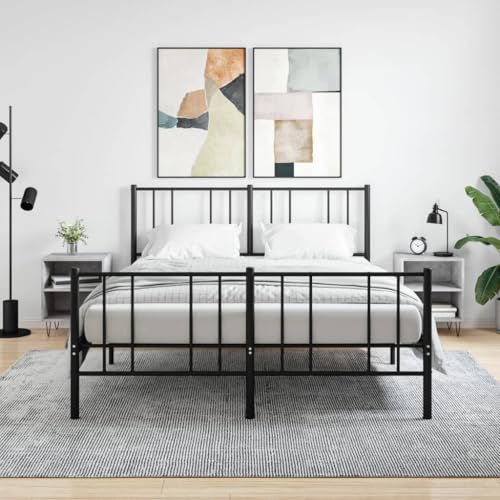 Nachttische 2er-Set, Betongrau, 40x30x50 cm, Moderner Beistelltisch aus Holzwerkstoff für Schlafzimmer und Wohnzimmer, Langlebige Nachtkommode mit Ablagefächern von Tonture
