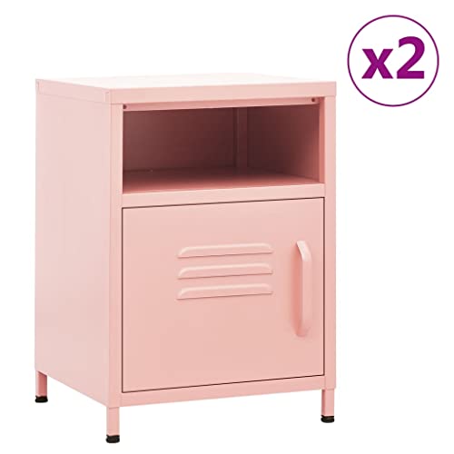 Nachttische 2er-Set, Rosa Stahl, 35x35x51 cm, mit offenem Fach und Tür, stabile Beistelltische für Schlafzimmer, langlebige Nachtschränke mit Nivellierern Nachttische 2er-Set, Rosa Stahl, 35x35x51 cm, mit offenem Fach und Tür, stabile Beistelltische für Schlafzimmer, langlebige Nachtschränke mit Nivellierern von Tonture