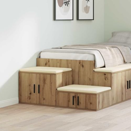 Tonture Badschrank Eiche Handwerklich, 108x41x40 cm, Holzwerkstoff Nachttisch, Modernes Design Schlafzimmer Möbel mit Tür, Langlebiger Stauraum für Bett von Tonture