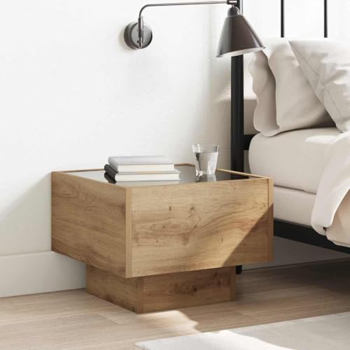 Tonture Badschrank Eiche handwerklich 40 x 40 x 30 cm, rustikaler Nachttisch mit LED-Beleuchtung, Holzwerkstoff und Glas für Schlafzimmer und Wohnzimmer Tonture Badschrank Eiche handwerklich 40 x 40 x 30 cm, rustikaler Nachttisch mit LED-Beleuchtung, Holzwerkstoff und Glas für Schlafzimmer und Wohnzimmer von Tonture
