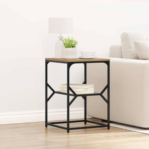 Tonture Beistelltisch Eiche Handwerklich, 41x40x60 cm, Moderner Nachttisch mit Regal, Robuster Stahlrahmen, Stilvoller Stauraum für Schlafzimmer und Wohnzimmer Tonture Beistelltisch Eiche Handwerklich, 41x40x60 cm, Moderner Nachttisch mit Regal, Robuster Stahlrahmen, Stilvoller Stauraum für Schlafzimmer und Wohnzimmer von Tonture