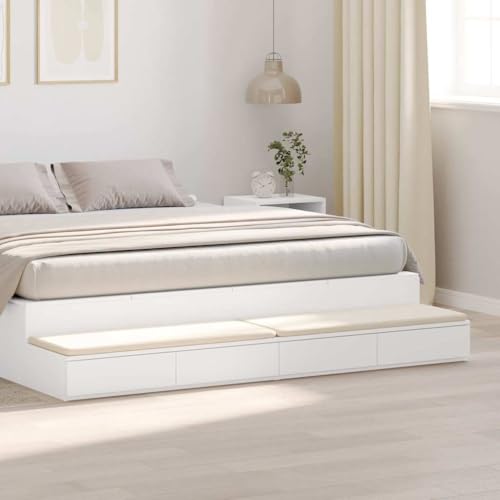Tonture Bettschubladen Weiß 180 x 36.5 x 16.5 cm, langlebige Holzwerkstoff Aufbewahrungsbox mit 4 Schubladen für Schlafzimmer Bett Stauraum, Unterbettkommode von Tonture