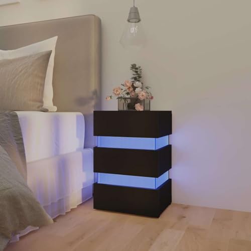 Tonture LED-Nachttisch Schwarz 45x35x67 cm aus Holzwerkstoff mit USB-Anschluss und LED-Beleuchtung, praktischer Beistelltisch für Schlafzimmer und Wohnzimmer, Nachttisch mit Stauraum Tonture LED-Nachttisch Schwarz 45x35x67 cm aus Holzwerkstoff mit USB-Anschluss und LED-Beleuchtung, praktischer Beistelltisch für Schlafzimmer und Wohnzimmer, Nachttisch mit Stauraum von Tonture