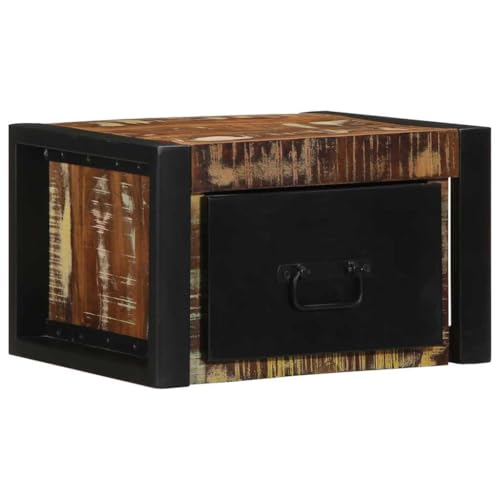Tonture Mehrfarbiger Nachttisch aus massivem Altholz, 40x35x25 cm, Robustes Wandregal für Schlafzimmer, praktischer Stauraum für Bücher und Dekoration Tonture Mehrfarbiger Nachttisch aus massivem Altholz, 40x35x25 cm, Robustes Wandregal für Schlafzimmer, praktischer Stauraum für Bücher und Dekoration von Tonture