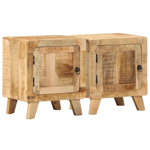 Tonture Nachttisch 2er-Set, 40x32x46 cm, Raues Massivholz Mango, Stabiler nightstand für Schlafzimmer, Praktischer Beistelltisch mit Tür, ideal als Nachttisch Tonture Nachttisch 2er-Set, 40x32x46 cm, Raues Massivholz Mango, Stabiler nightstand für Schlafzimmer, Praktischer Beistelltisch mit Tür, ideal als Nachttisch von Tonture