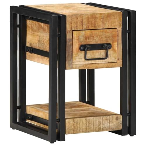 Tonture Nachttisch 2er-Set, Braun, 30x30x40 cm, massives Mangoholz, Robustes Design, mit Schublade & Regal, für Schlafzimmer, Wohnzimmer Tonture Nachttisch 2er-Set, Braun, 30x30x40 cm, massives Mangoholz, Robustes Design, mit Schublade & Regal, für Schlafzimmer, Wohnzimmer von Tonture