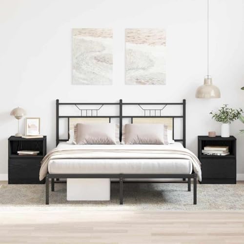 Tonture Nachttisch 2er-Set, Schwarze Eiche Holzwerkstoff, 40x40x50 cm, Kompakter Beistelltisch für Schlafzimmer und Wohnzimmer, Modernes Design mit offenem Stauraum Tonture Nachttisch 2er-Set, Schwarze Eiche Holzwerkstoff, 40x40x50 cm, Kompakter Beistelltisch für Schlafzimmer und Wohnzimmer, Modernes Design mit offenem Stauraum von Tonture