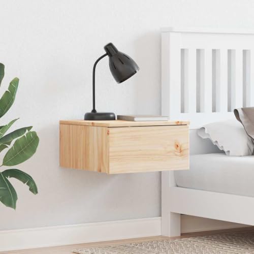 Tonture Nachttisch 2er-Set aus Massivholz Kiefer, Braun, 37x35x18,5 cm, Kompakter Beistelltisch mit Schubladen für Schlafzimmer und Wohnzimmer, traditionelles Design von Tonture