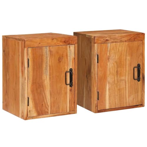 Tonture Nachttisch 2er Set aus massivem Akazienholz, 35x33x48 cm, Braun, rustikaler Beistelltisch mit Stauraum für Schlafzimmer und Wohnzimmer, langlebiger Nachtschrank im Landhausstil Tonture Nachttisch 2er Set aus massivem Akazienholz, 35x33x48 cm, Braun, rustikaler Beistelltisch mit Stauraum für Schlafzimmer und Wohnzimmer, langlebiger Nachtschrank im Landhausstil von Tonture