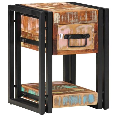 Tonture Nachttisch 2er Set aus recyceltem Massivholz, 30x30x40 cm, mit Schublade und Regal, robuste Stahlkonstruktion, ideal für Schlafzimmer und Wohnkultur Tonture Nachttisch 2er Set aus recyceltem Massivholz, 30x30x40 cm, mit Schublade und Regal, robuste Stahlkonstruktion, ideal für Schlafzimmer und Wohnkultur von Tonture
