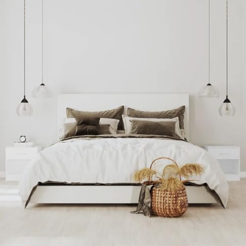 Tonture Nachttisch 2er Set mit Schublade, Weiß, Kompakter Beistelltisch aus Holzwerkstoff für Schlafzimmer, Wohnzimmer, Büro, Langlebiger Nachtschrank mit Stauraum von Tonture