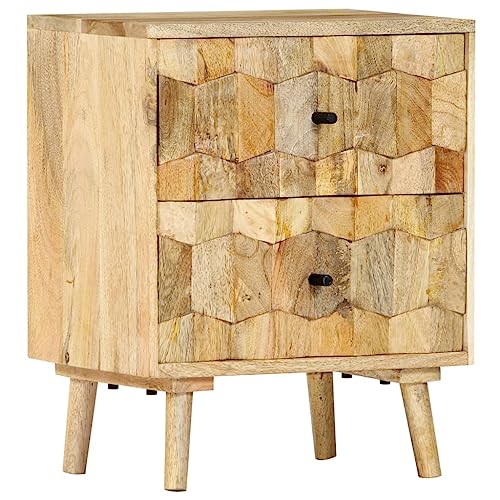 Tonture Nachttisch 40x30x50 cm aus massivem Mangoholz, eleganter Beistelltisch für Schlafzimmer, Vintage-Design mit 2 Schubladen für praktischen Stauraum Tonture Nachttisch 40x30x50 cm aus massivem Mangoholz, eleganter Beistelltisch für Schlafzimmer, Vintage-Design mit 2 Schubladen für praktischen Stauraum von Tonture