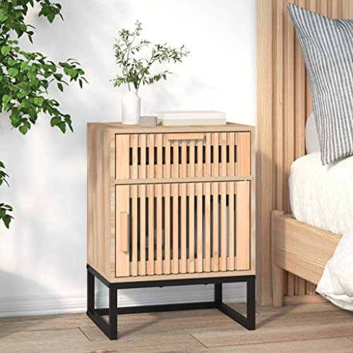Tonture Nachttisch 40x30x55,5 cm Holzwerkstoff & Eisen mit 1 Schublade und Tür, skandinavisches Design für Schlafzimmer, Wohnzimmer, Flur, Stabiler Beistelltisch mit Metallfüßen von Tonture