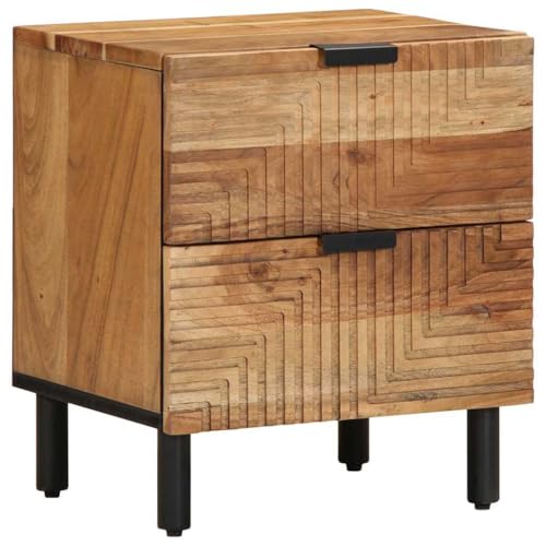 Tonture Nachttisch 40x33x46 cm, Massivholz Akazie, Robustes Holz, Beistelltisch für Schlafzimmer, Wohnzimmer, vielseitiger Stauraum, Nachtschrank von Tonture
