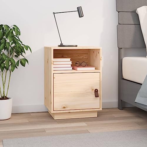 Tonture Nachttisch 40x34x55 cm Massivholz Kiefer, mit Tür und Fächern, Flexibler Einbau, praktischer Nachtschrank für Schlafzimmer Stauraum von Tonture